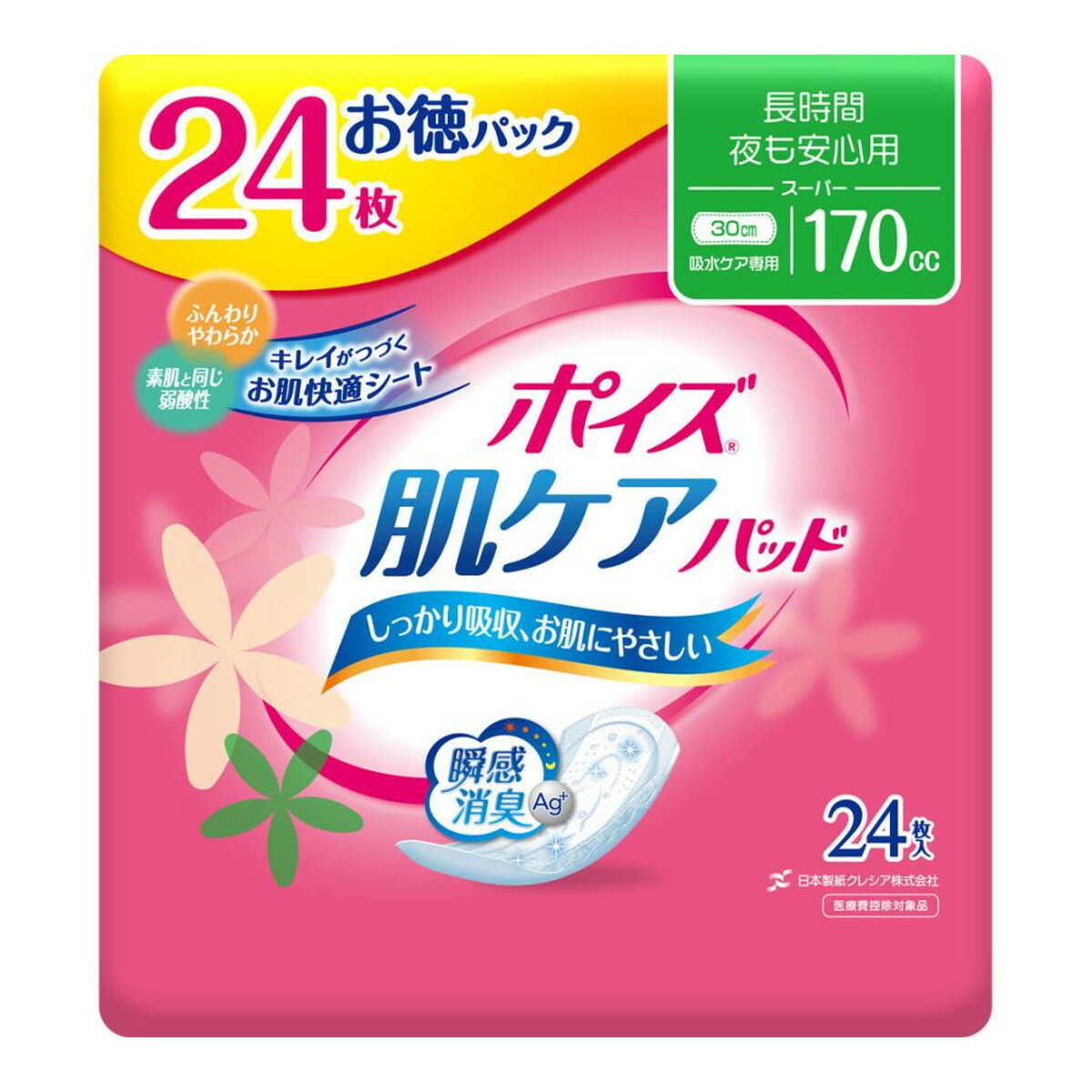 【送料込・まとめ買い×6点セット】日本製紙クレシア ポイズパッド スーパー マルチパック 24枚入 ( 4901750801489 )