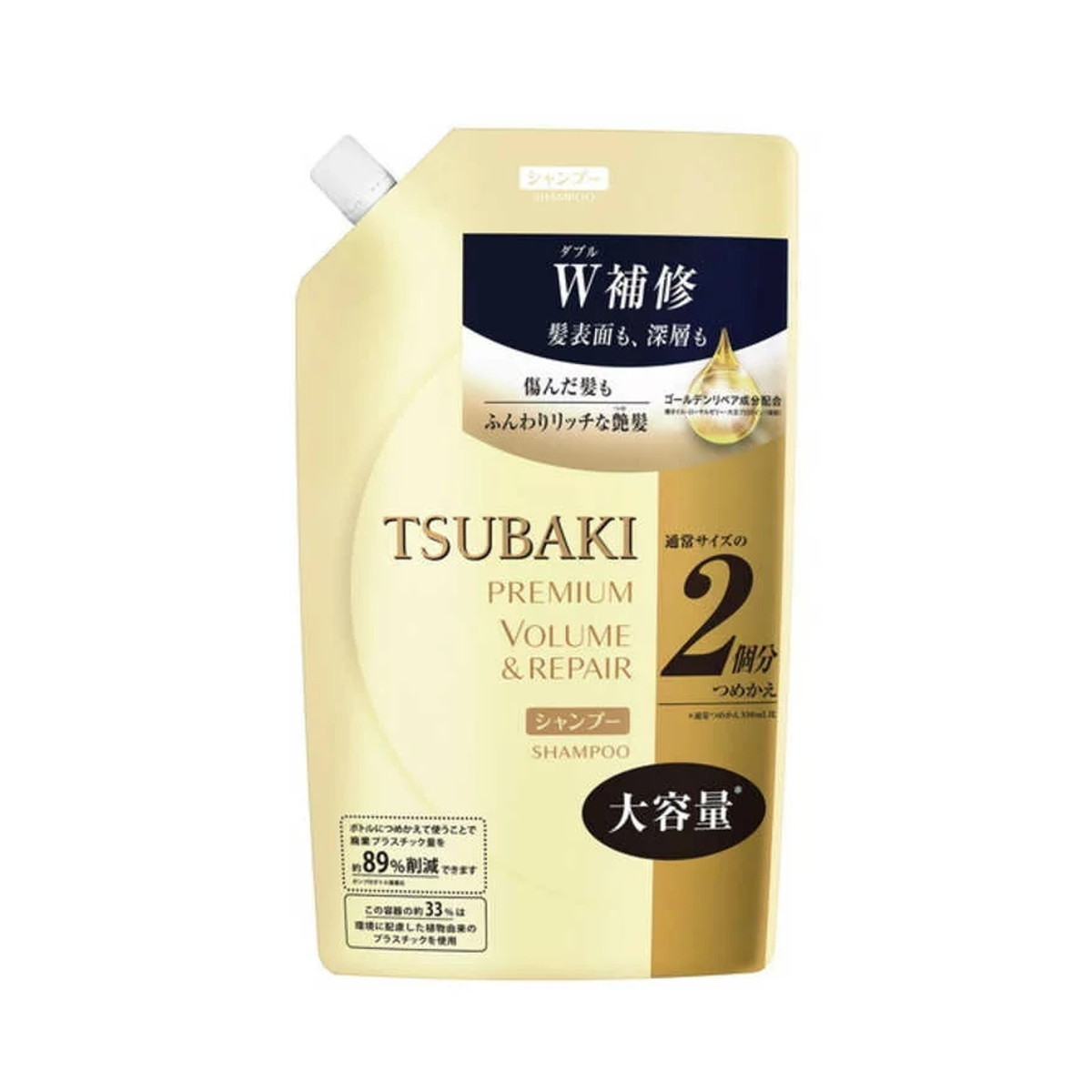 【送料込・まとめ買い×3個セット】ファイントゥデイ TSUBAKI ツバキ プレミアムボリューム＆リペア シャンプー つめかえ用 大容量 660ml