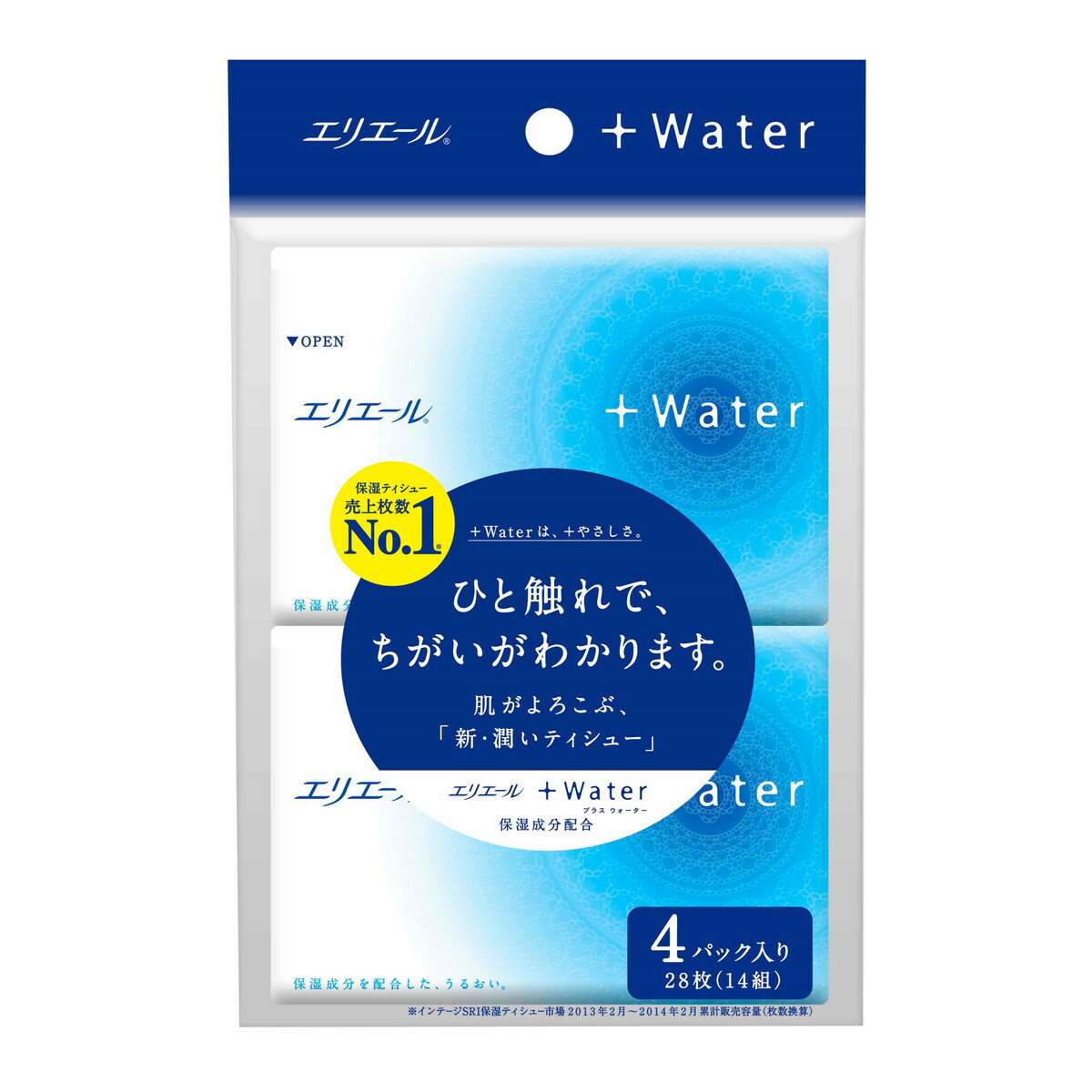 【送料込・まとめ買い×8点セット】大王製紙　エリエール プラスウォーター ポケットティッシュー 4コパック (ポケットティッシュ)( 4902011711547 )