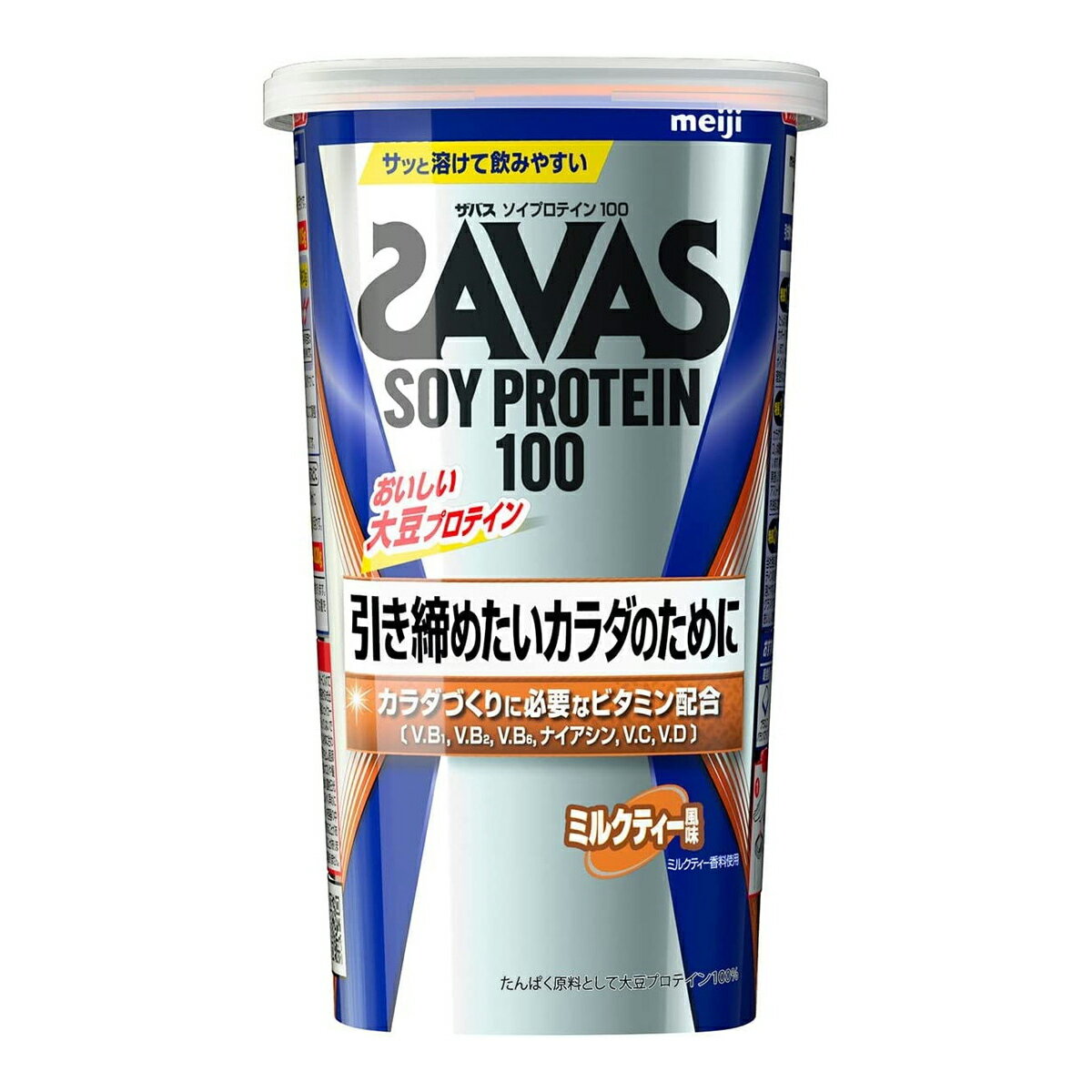 商品名：明治 ザバス ソイプロテイン 224g内容量：11食分JANコード：4902777308487発売元、製造元、輸入元又は販売元：株式会社明治原産国：日本区分：その他健康食品商品番号：103-4902777308487●大豆プロテインとカラダづくりに必要なビタミンを独自配合した粉末プロテイン。●水や牛乳に溶かしておいしく飲めるミルクティー風味。●風味アップに加えて溶けやすさにこだわったメーカー独自の配合と造粒技術を活用しているので、サッと溶かせておいしく飲むことができます。●224g ※スプーン3杯(21g)の場合広告文責：アットライフ株式会社TEL 050-3196-1510 ※商品パッケージは変更の場合あり。メーカー欠品または完売の際、キャンセルをお願いすることがあります。ご了承ください。