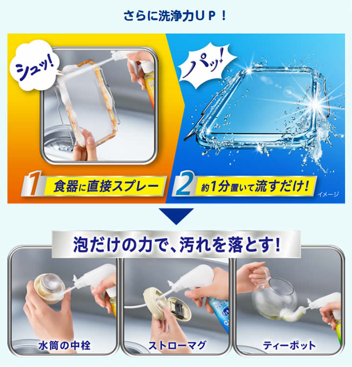 【送料無料・まとめ買い×3】花王 キュキュット CLEAR 泡スプレー 無香性 本体 300ml