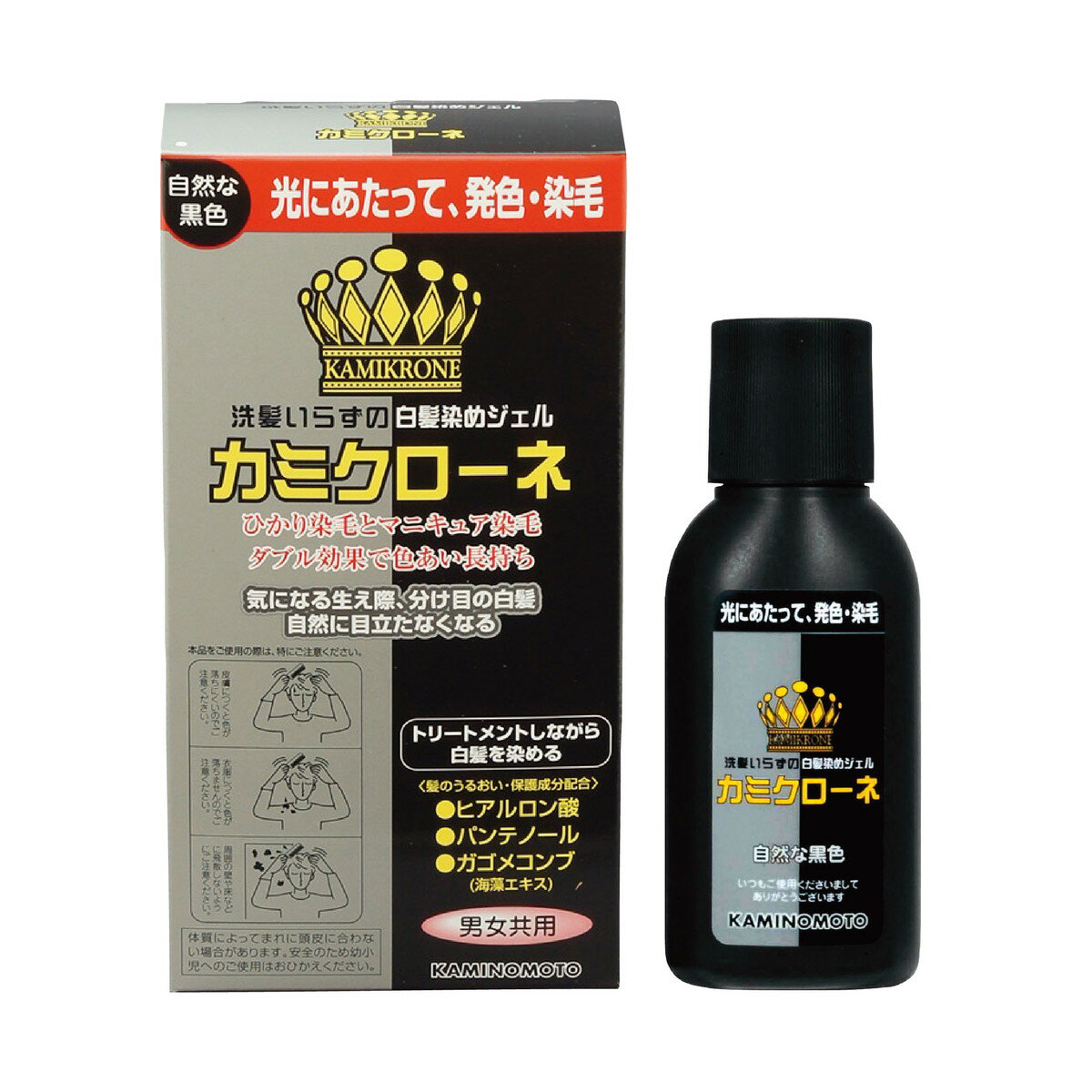 【送料込・まとめ買い×7点セット】加美乃素 カミクローネ 自然な黒色　内容量：80ml ( 全体用ブラシ、細部用コーム、塗布用手袋、ケープ付 ) 髪にやさし酸性タイプ、男女共用　ナチュラルブラック ( 4987046820013 )