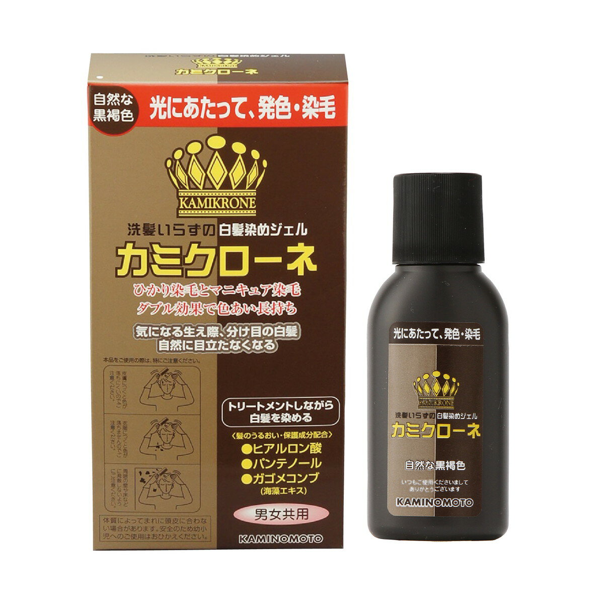 【送料込・まとめ買い×7点セット】加美乃素 カミクローネ 自然な黒褐色　内容量：80ml ( 全体用ブラシ、細部用コーム、塗布用手袋、ケープ付 ) 髪にやさし酸性タイプ　男女共用　ダークブラウン ( 4987046820020 )