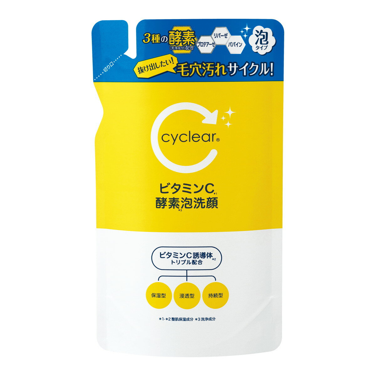 【送料込・まとめ買い×8点セット】熊野油脂 cyclear ビタミンC 酵素泡洗顔 詰替 250ml
