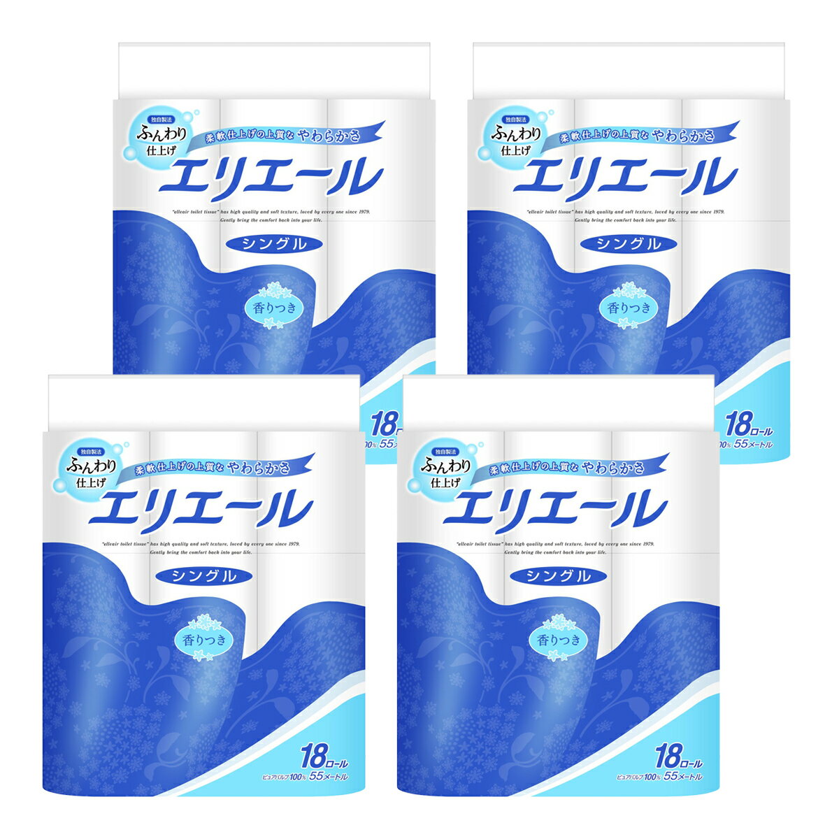 【今月のオススメ品】【送料込・まとめ買い×4個セット】大王製紙 エリエール トイレットティシュー 18ロール シングル (トイレットペーパー18RS )( 4902011822465 )【ケース販売】