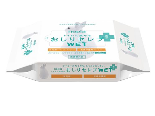 ネピア おしりセレブ WETウエット 薬用 詰替え 60枚 トイレに流せるおしりの洗浄シートトイレットペーパー ウエットタイプ)×032点セット（4901121834108）