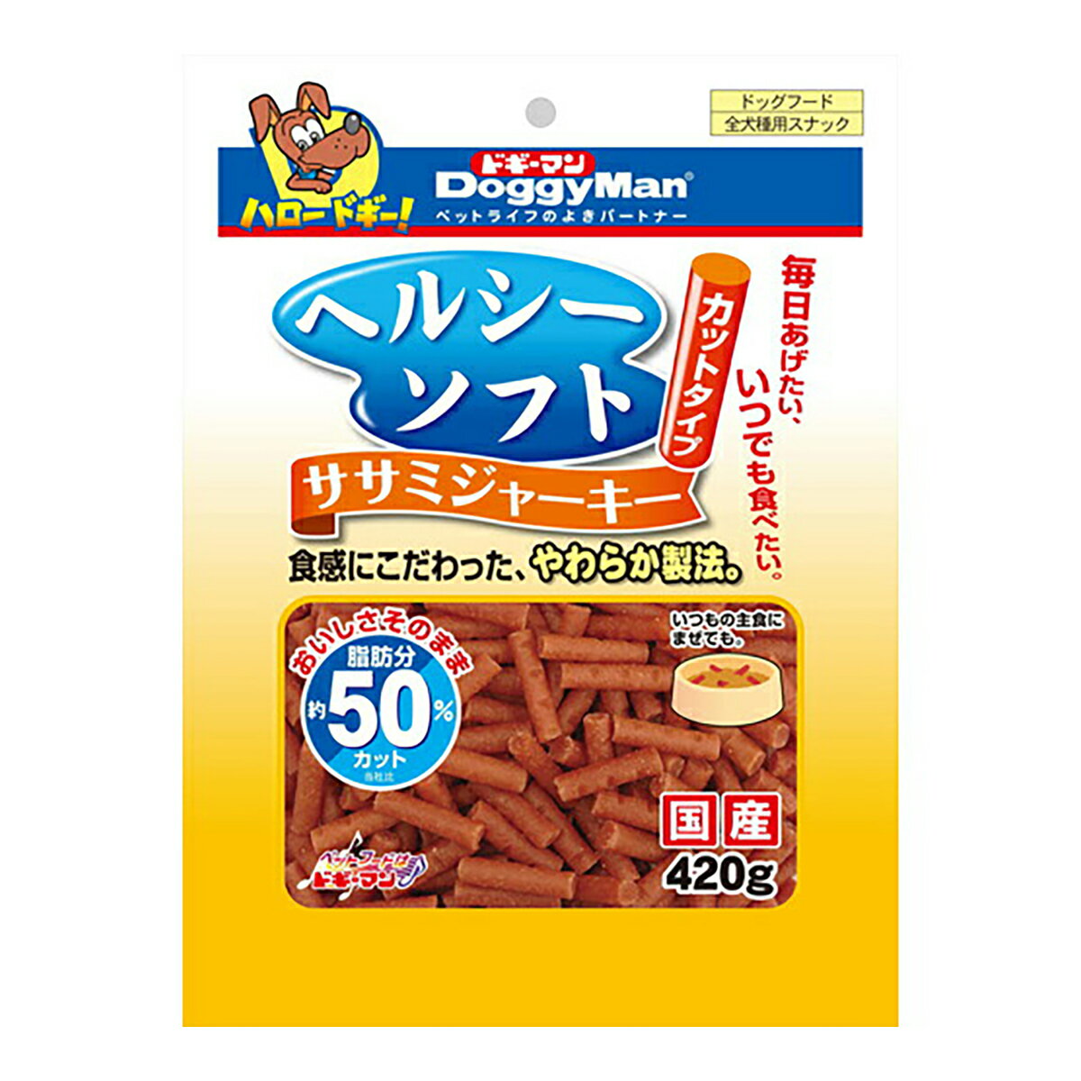 【送料込・まとめ買い×4点セット】ドギーマン ヘルシー ソフト ササミジャーキー カットタイプ 420g(ペット用　犬　おやつ)(4976555819588)