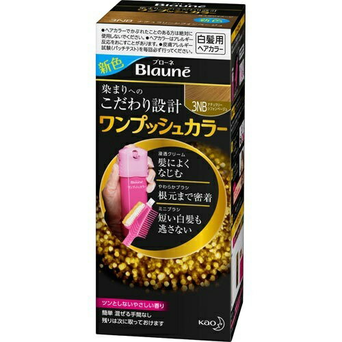 【送料込・まとめ買い×3個セット】花王 ブローネ ワンプッシュカラー 3NB ナチュラリーシフォンベージュ 80g