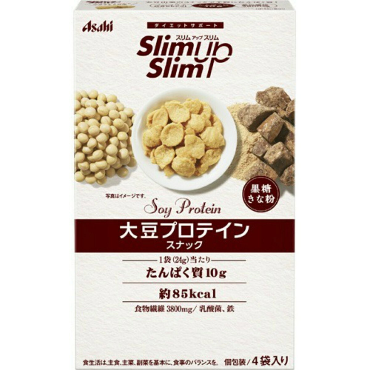 アサヒグループ食品 スリムアップスリム 大豆プロテインスナック 黒糖きな粉 20g×4袋入