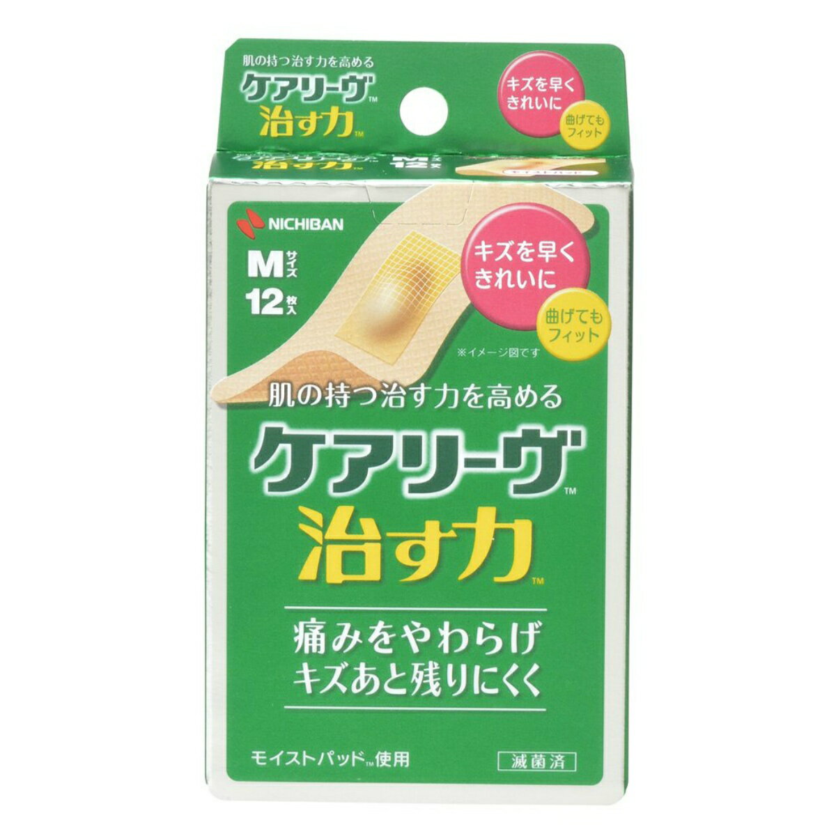 【送料込・まとめ買い×4個セット】ニチバン ケアリーヴ 治す力 Mサイズ 12枚入