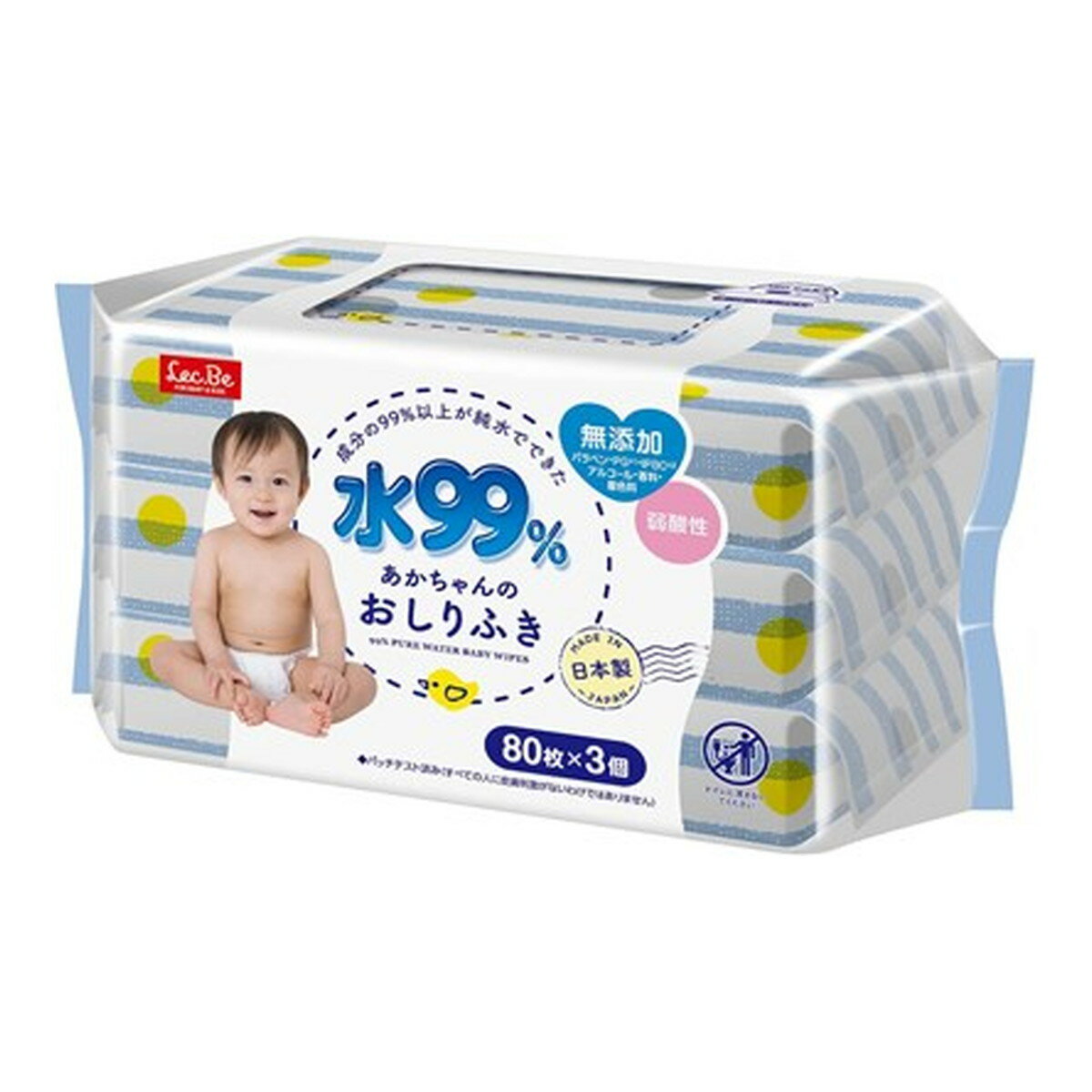 【送料込・まとめ買い×10個セット】レック 水99 あかちゃんのおしりふき 80枚×3袋