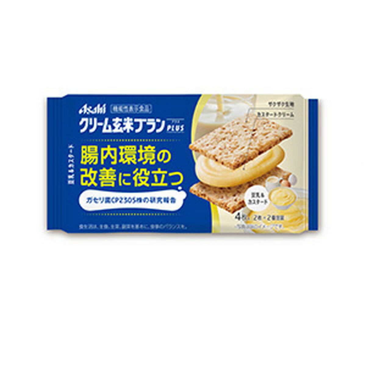 アサヒグループ食品 クリーム玄米ブラン プラス 豆乳&カスタード 2枚×2個包装 クリームサンド