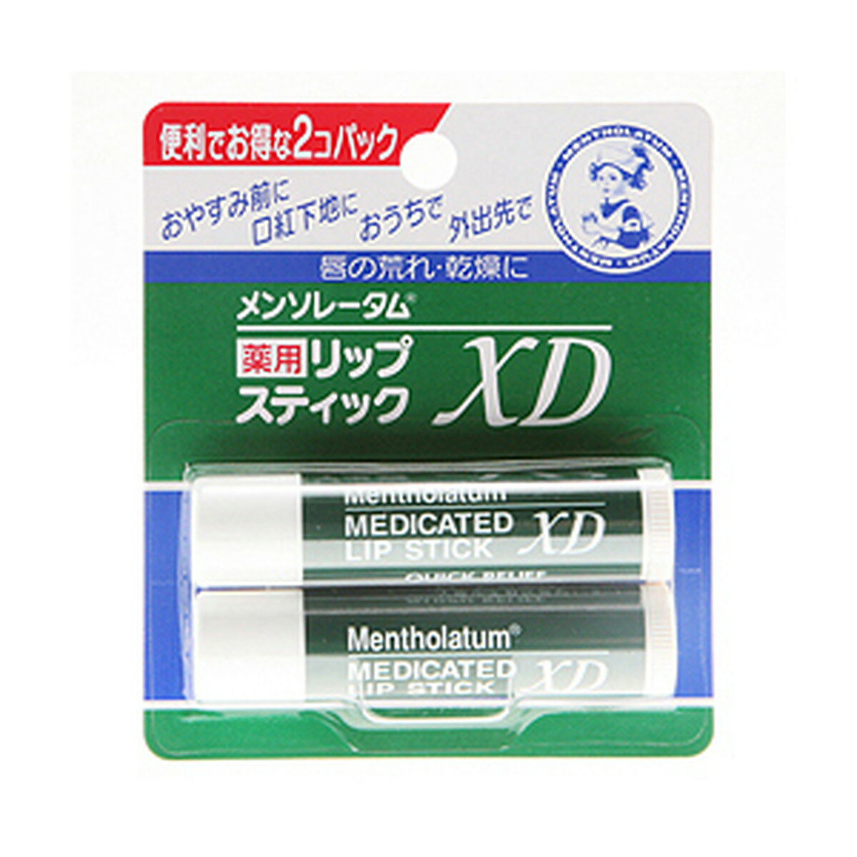 【送料込・まとめ買い×10個セット】ロート製薬 メンソレ-タム 薬用 リップスティック XD 4g×2個パック 医薬部外品