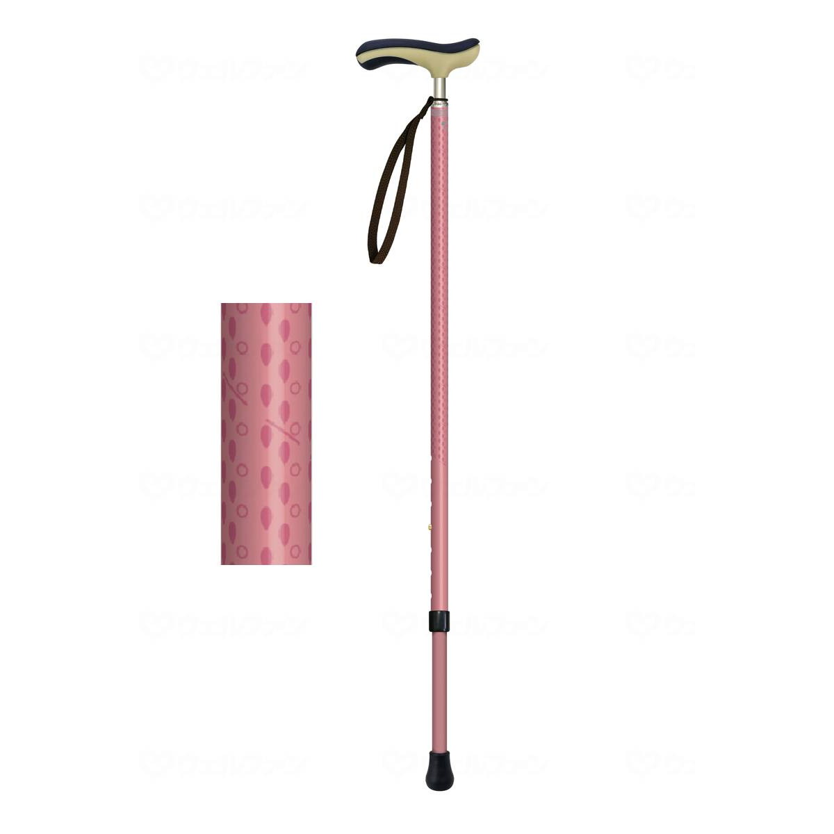 【送料込・まとめ買い×3個セット】シナノ SINANO 抗ウイルス 楽ーダ 伸縮 杖 ピンク