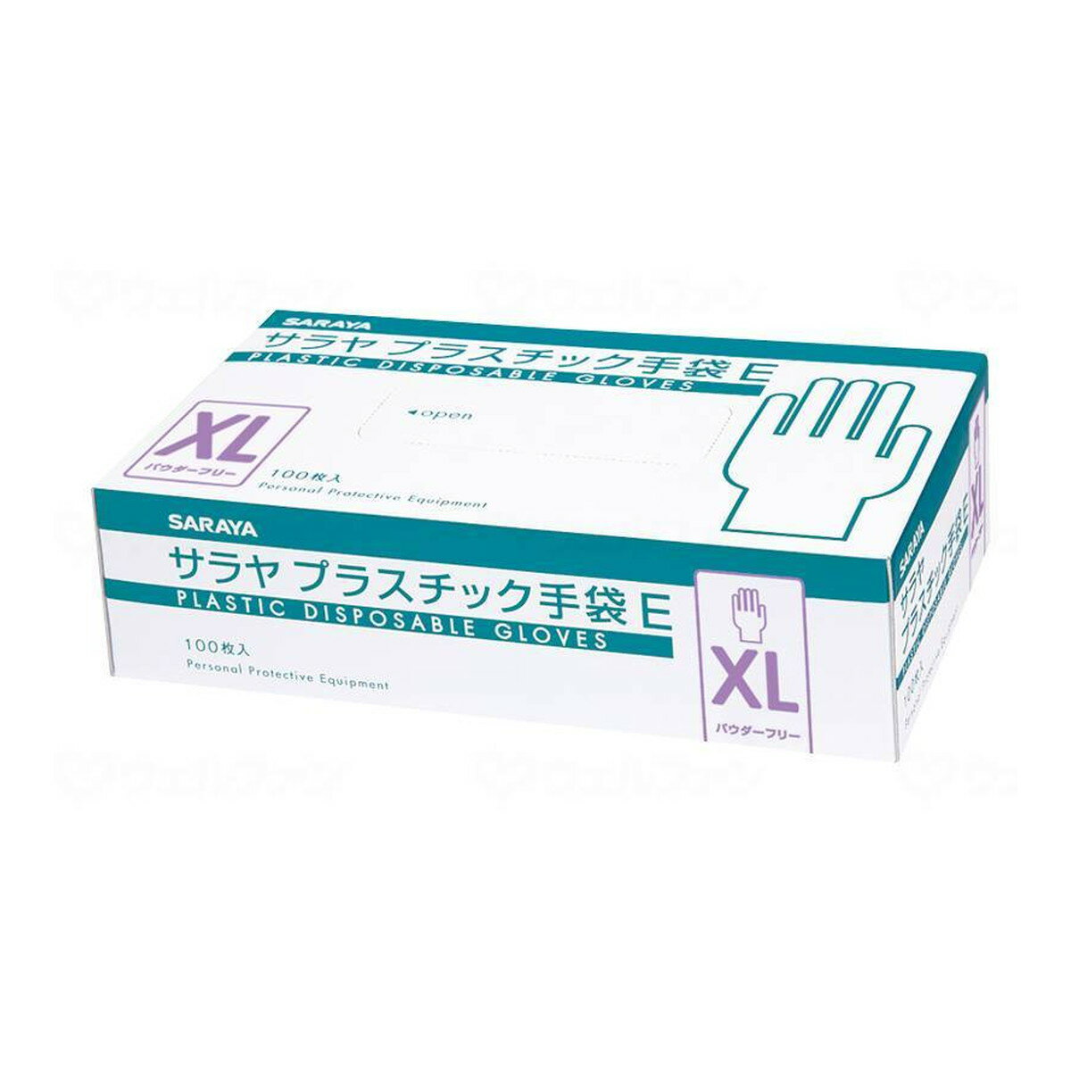 【送料込・まとめ買い×10個セット】サラヤ プラスチック手袋E 粉なし 100枚入 XL