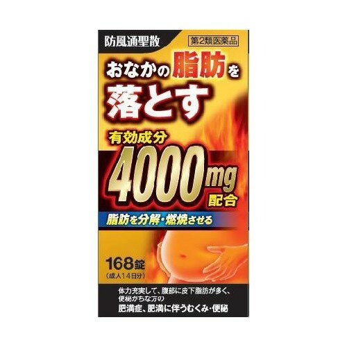 商品名：【第2類医薬品】防風通聖散料エキス錠 創至聖 168錠内容量：168錠JANコード：4987416034118発売元、製造元、輸入元又は販売元：北日本製薬原産国：日本区分：第二類医薬品商品番号：103-4987416034118□□□ 販売店舗 □□□アットライフ加西薬店(兵庫県加西市)情報提供・相談応需：販売店舗の登録販売者□□□　商品説明　□□□「防風通聖散料エキス錠 創至聖 168錠」は、漢方処方の「防風通聖散」を飲みやすくした錠剤です。偏った食生活、食べ過ぎ、運動不足などにより、腹部に皮下脂肪がたまった方に適しています。本剤は18種類の生薬の力により、便秘・むくみ、肥満症などに効果があります。医薬品。□□□　使用上の注意　□□□■してはいけないこと(守らないと現在の症状が悪化したり、副作用が起こりやすくなる)1.本剤を服用している間は、次の医薬品を服用しないこと他の瀉下薬(下剤)。2.授乳中の人は本剤を服用しないか、本剤を服用する場合は授乳を避けること■相談すること1.次の人は服用前に医師、薬剤師又は登録販売者に相談すること(1)医師の治療を受けている人。(2)妊婦又は妊娠していると思われる人。(3)体の虚弱な人(体力の衰えている人、体の弱い人)。(4)胃腸が弱く下痢しやすい人。(5)発汗傾向の著しい人。(6)高齢者。(7)今までに薬などにより発疹・発赤、かゆみ等を起こしたことがある人。(8)次の症状のある人。むくみ、排尿困難(9)次の診断を受けた人。高血圧、心臓病、腎臓病、甲状腺機能障害2.服用後、次の症状があらわれた場合は副作用の可能性があるので、直ちに服用を中止し、この文書を持って医師、薬剤師又は登録販売者に相談すること関係部位症状皮膚発疹・発赤、かゆみ消化器吐き気・嘔吐、食欲不振、胃部不快感、腹部膨満、はげしい腹痛を伴う下痢、腹痛精神神経系めまいその他発汗、動悸、むくみ、頭痛まれに次の重篤な症状が起こることがある。その場合は直ちに医師の診療を受けること。症状の名称症状間質性肺炎階段を上ったり、少し無理をしたりすると息切れがする・息苦しくなる、空せき、発熱等がみられ、これらが急にあらわれたり、持続したりする。偽アルドステロン症、ミオパチー手足のだるさ、しびれ、つっぱり感やこわばりに加えて、脱力感、筋肉痛があらわれ、徐々に強くなる。肝機能障害発熱、かゆみ、発疹、黄疸(皮膚や白目が黄色くなる)、褐色尿、全身のだるさ、食欲不振等があらわれる。3.服用後、次の症状があらわれることがあるので、このような症状の持続又は増強が見られた場合には、服用を中止し、医師、薬剤師又は登録販売者に相談すること下痢、便秘4.1ヵ月位(便秘に服用する場合には1週間位)服用しても症状がよくならない場合は服用を中止し、この文書を持って医師、薬剤師又は登録販売者に相談すること5.長期連用する場合には、医師、薬剤師又は登録販売者に相談すること使用期限まで100日以上ある医薬品をお届けします。□□□　効果・効能　□□□体力充実して、腹部に皮下脂肪が多く、便秘がちなものの次の諸症：高血圧や肥満に伴う動悸・肩こり・のぼせ・むくみ・便秘、蓄膿症(副鼻腔炎)、湿疹・皮膚炎、ふきでもの(にきび)、肥満症□□□　用法・用量　□□□次の量を食前又は食間に白湯又は水で服用する。年齢1回量1日服用回数成人(15才以上)4錠3回7才以上15才未満3錠5才以上7才未満2錠5才未満服用しないこと食間とは食事と食事の間で、前の食事から2-3時間後(用法及び用量に関連する注意)5才以上の幼小児に服用させる場合には、保護者の指導監督のもとに服用させること。□□□　成分・分量　□□□1日量(12錠)中防風通聖散料エキス：4.0g(トウキ 0.80g、シャクヤク 0.80g、センキュウ 0.80g、サンシシ 0.80g、レンギョウ 0.80g、ハッカ 0.80g、ショウキョウ 0.27g、ケイガイ 0.80g、ボウフウ 0.80g、マオウ 0.80g、ダイオウ 1.00g、ボウショウ 1.00g、ビャクジュツ 1.33g、キキョウ 1.33g、オウゴン 1.33g、カンゾウ 1.33g、セッコウ 1.33g、カッセキ 2.00g より製した乾燥エキス)添加物：トレハロース、メタケイ酸アルミン酸Mg、ヒドロキシプロピルセルロース、ステアリン酸Mgを含有本剤は天然物(生薬)を用いているので、錠剤の色が多少異なることがある。□□□　保管および取扱い上の注意　□□□1.直射日光の当たらない湿気の少ない涼しい所に密栓して保管すること。2.小児の手の届かない所に保管すること。3.他の容器に入れ替えないこと。(誤用の原因になったり品質が変わる。)4.湿りやすいので、服用後はフタをしっかり締めて保管すること。5.ぬれた手で本剤に触れないこと。(水分が錠剤につくと、変色の原因になる。)□□□　お問い合わせ先　□□□北日本製薬文責：アットライフ株式会社　登録販売者 尾籠 憲一広告文責：アットライフ株式会社TEL：050-3196-1510医薬品販売に関する記載事項第2類医薬品※商品パッケージは変更の場合あり。メーカー欠品または完売の際、キャンセルをお願いすることがあります。ご了承ください。