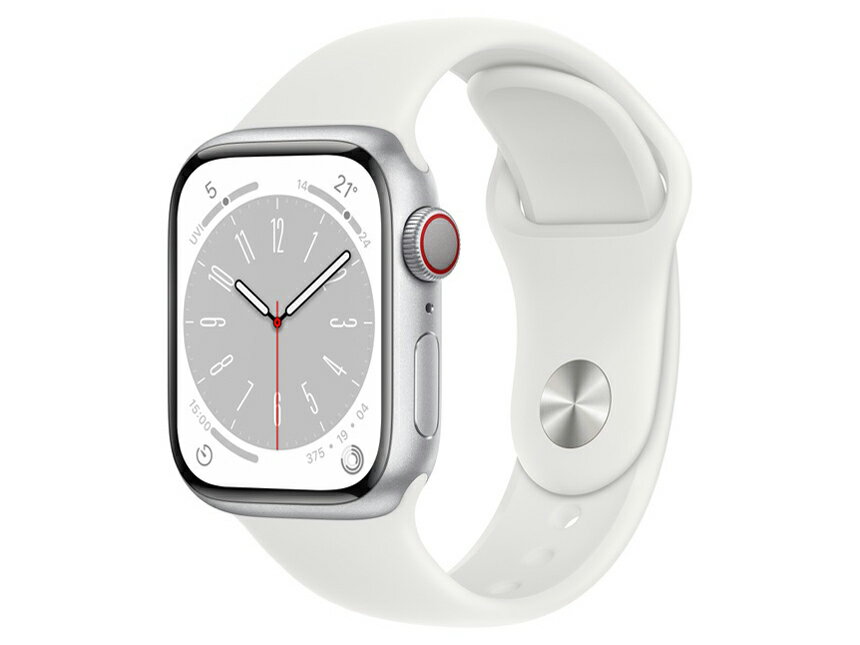 MP4A3J/A [シルバー/ホワイトスポーツバンド] Apple Watch Series 8 GPS+Cellularモデル 41mm Apple スマートウォッチ【送料無料】【新品】【延長保証対象外】