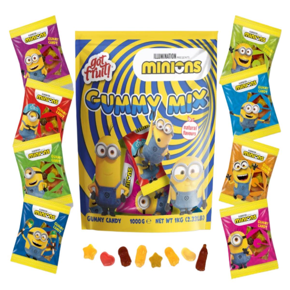 【1袋1Kg】ミニオン グミ 詰め合わせ 小分け フルーツグミ 1000g(約48袋) コストコ 人気 ハロウィン クリスマス お菓子 おやつ パーティー 個包装 小分け ばらまき バレンタイン ホワイトデー 土産 プレゼント 誕生日 母の日 父の日 クリスマス 3,980円以上購入で送料無料のサムネイル