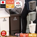 送料無料 一年保証 ダストボックス スライド ゴミ箱 ごみ箱 45L コンパクト 収納ボックス ふた付き コンテナ 新生活 キッチン 便利分別 おしゃれ モダン コンテナスタイル 分類 分別 キャスター付 ロック付き【AZSPシリーズ】 バタフライ式ゴミ箱 【単品】