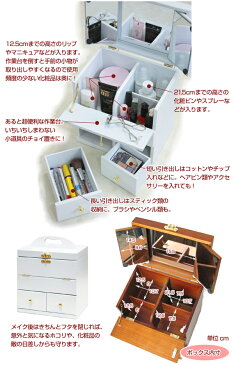 【送料無料】 メイクボックス コスメボックス 化粧道具 収納 引き出し ハンディ 持ち運び 軽量 コンパクト 三面鏡【三面鏡付き】コンパクトメイクボックス メイクタイムが楽しくなる♪