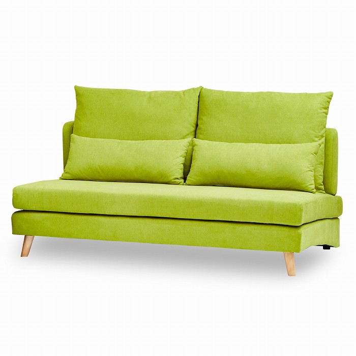 【一年保証】 ソファ 座面斜め 座面広々 あぐらがかける 肘無しデザイン すっきり 大小クッション付 ローバック仕様 背もたれ グリーン ブラウン ブルー パープル オレンジTapioca【タピオカ】3人掛けソファ【後払い決済不可】 [3]