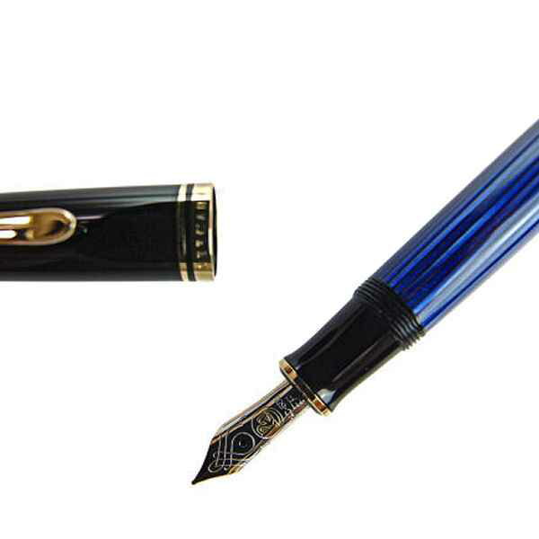 Pelikan ペリカン 万年筆 スーベレーン M600 ブルー縞 ペン先 B：太字