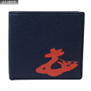 ヴィヴィアン財布 ヴィヴィアンウェストウッド 二つ折り財布 Vivienne Westwood MELIH NAVY/ORANGE 特価セール 62％OFF