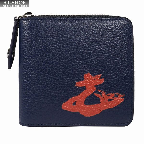 ヴィヴィアン財布 ヴィヴィアンウェストウッド 二つ折り財布(開閉ファスナー) Vivienne Westwood MELIH NAVY/ORANGE 特価セール 63％OFF