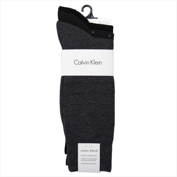 Calvin Klein カルバン・クライン ソックス 3足セット A91179-color98 グレー×2：ブラック系