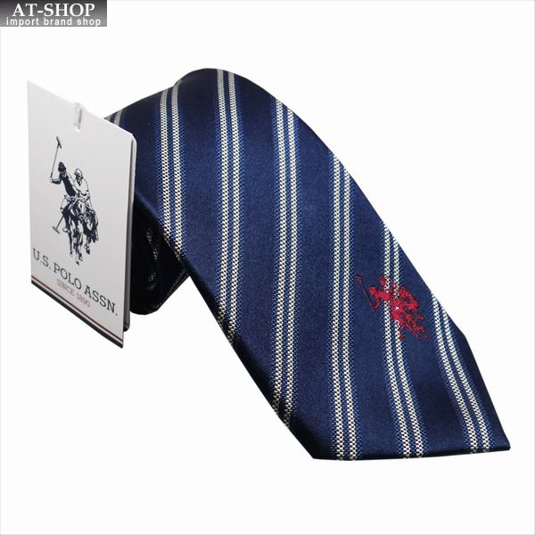 ポロ ネクタイ U.S. POLO 先幅:約8cm ストライプ柄 USPA-47 NAVY/RED 143239