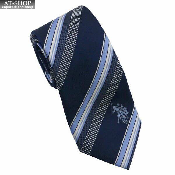 ポロ ネクタイ U.S. POLO ASSN 先幅:約8cm ストライプ柄 メンズ ネクタイ USPA-105 NAVY/BLUE 2024AW クリスマスプレゼント 彼氏 男性