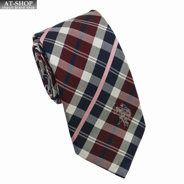 ポロ ネクタイ U.S. POLO ASSN 先幅:約8cm チェック柄 メンズ ネクタイ USPA-106 RED/PNIK 2024AW クリスマスプレゼント 彼氏 男性