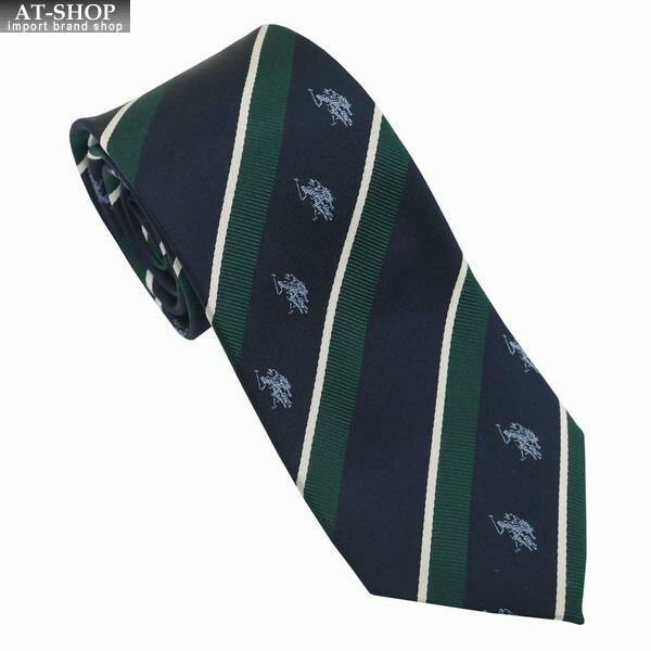 ポロ ネクタイ U.S. POLO ASSN 先幅:約8cm ストライプ柄 メンズ ネクタイ USPA-115 GREEN/BLUE 2024AW クリスマスプレゼント 彼氏 男性