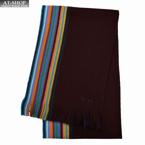 ポールスミス マフラー（メンズ） ポールスミス マフラー Paul Smith ポール・スミス MEN SCARF MULTI EDGE REV 2022FW BURGUNDY/BORDE