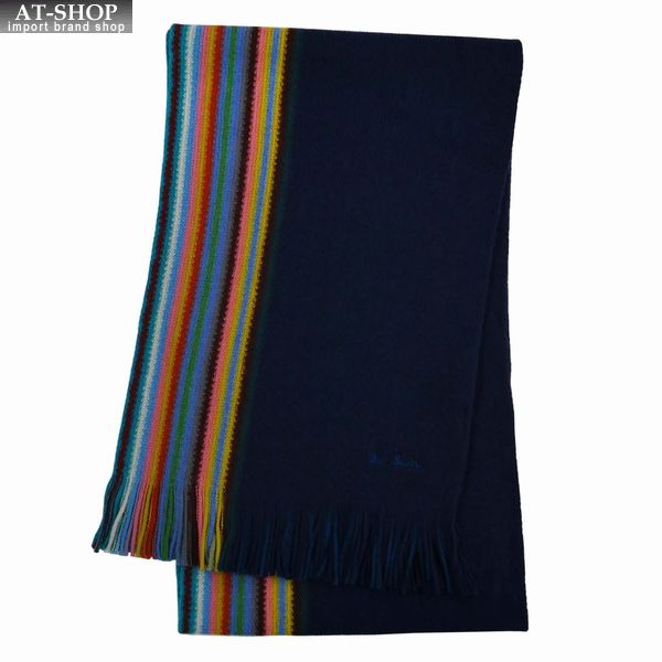 ポールスミス マフラー（メンズ） ポールスミス マフラー Paul Smith ポール・スミス MEN SCARF MULTI EDGE REV 2022FW NAVY