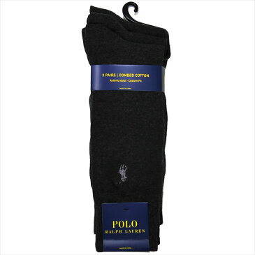 POLO RALPH LAUREN ポロ・ラルフローレン ソックス 3足セット 8070PK-color010 チャコール