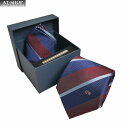 ダニエルウェリントン ネクタイ&タイバー&チーフ 3点セット Daniel Wellington メンズ シルク100% ストライプ柄 8cm NAVY/WINE おしゃれ プレゼント(4)