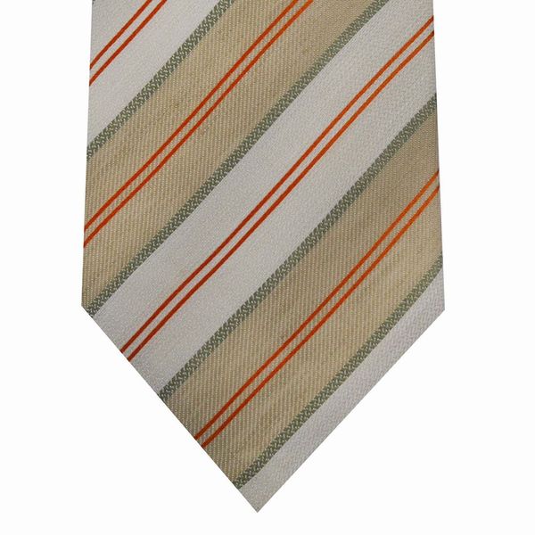 アルマーニネクタイ コレッツオーニ アルマーニ COLLEZIONI ARMANI メンズ ネクタイ 8.5cm ストライプ柄 ホワイト×オレンジ 数限定アウトレット特価セール!お得!早い者勝ち!