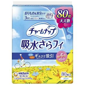 Rakuten - 【MIZUNO靴下1足プレゼント】12個セット ユニ・チャーム チャームナップ吸水さらフィパンティライナー80枚※メーカー都合によりパッケージ、デザインが変更となる場合がございます