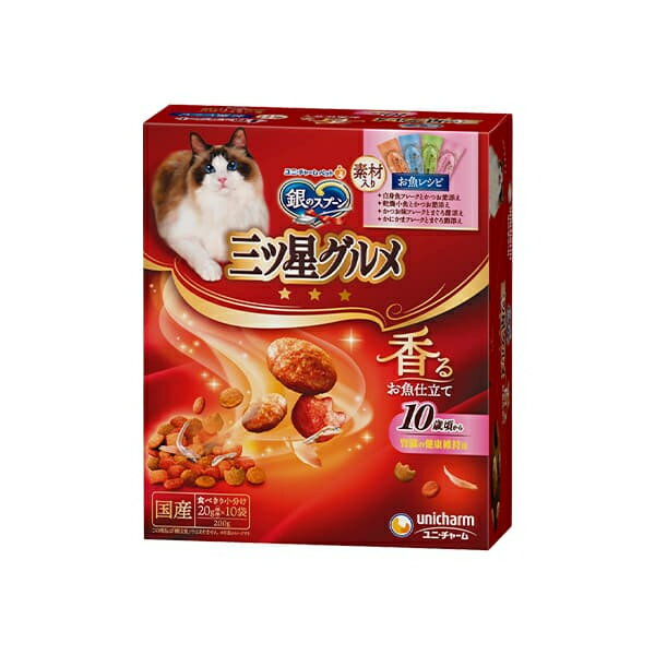 Mature Cat - 【エントリーでポイント10倍　6月30日23:59まで】【MIZUNO靴下1足プレゼント】ユニ・チャーム 14個セット 銀のスプーン 三ツ星グルメ 腎臓の健康維持用 10歳頃から お魚レシピに贅沢素材 4種のアソート 200g