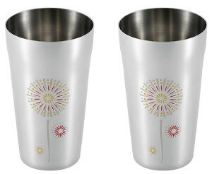 【ショップレヴュー実績4.8超え】燕熟の技　感温ステンレスタンブラー420ml 花火2P
