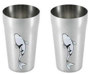 【ショップレヴュー実績4.8超え】燕熟の技　感温ステンレスタンブラー420ml 錦鯉2P