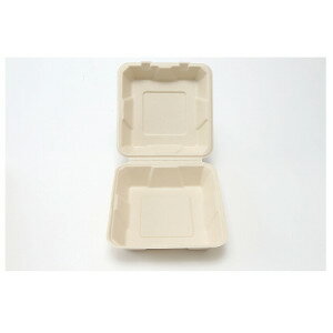 【ショップレヴュー実績4.8超え】サトウキビ バガス フード容器 ランチボックス TM-B103　ベージュ　50個セット