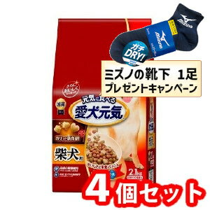 Rakuten - 【全品エントリーでポイント10倍　4月27日09:59まで】【今ならミズノの靴下1足をプレゼント】4個セット ユニ・チャーム 愛犬元気 柴犬用ビーフ・緑黄色野菜・小魚入り2.1kg 4520699693032※メーカー都合によりパッケージ、デザインが変更となる場合がございます