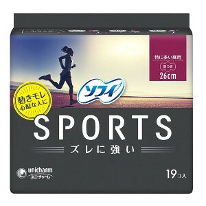 商品名 ユニ・チャーム　ソフィ　SPORTS260　羽つき　19枚【ソフィ】 商品説明 ●フィットテクノロジー搭載した「ズレ」に強いナプキン。 ●3Dフィット吸収体が多量に吸収するので、多い日の「動きモレ」も安心。 ●更に、フィット性の高い独自形状が動きや衝撃によるズレを防ぎ、ナプキンのフォームを保つので「動きズレ」にも対応。 ●日常シーンからスポーツシーンまで使えます。 サイズ 26cm JAN 4903111314171 メーカー名 ユニ・チャーム 生産国 日本