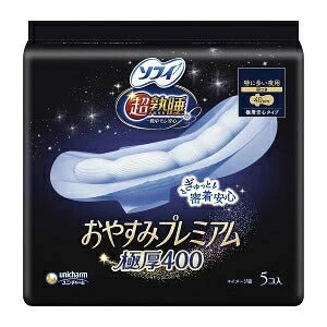 商品名ユニ・チャーム ソフィ 超熟睡 おやすみプレミアム 特に多い夜用 羽つき 極厚400 5枚商品説明特に多い夜用羽つき40cm極厚安心タイプ素材表面材:ポリエステル/ポリエチレン/色調:白JAN4903111303816区分医薬部外品メーカー名ユニ・チャーム生産国日本広告文責アット通販楽天市場店 048-420-9832