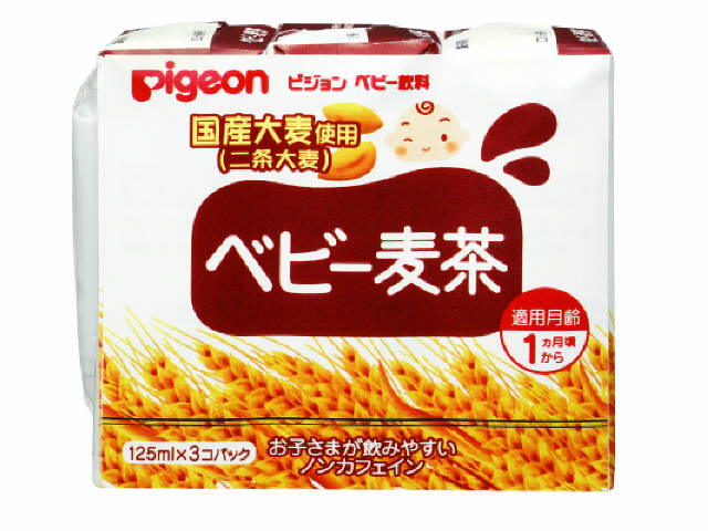 商品名：ベビー麦茶　125ml×3コパック内容量：125mlブランド：ピジョン原産国：日本ベビー麦茶　3コパック　飲みやすいノンカフェインピジョン　ベビー麦茶　紙パック飲料が新デザインになりました。　125ml×3コパック　国産大麦使用（二条大麦）　お子さまが飲みやすいノンカフェインJANコード：4902508135115広告文責：アットライフ株式会社TEL 050-3196-1510※商品パッケージは変更の場合あり。メーカー欠品または完売の際、キャンセルをお願いすることがあります。ご了承ください。