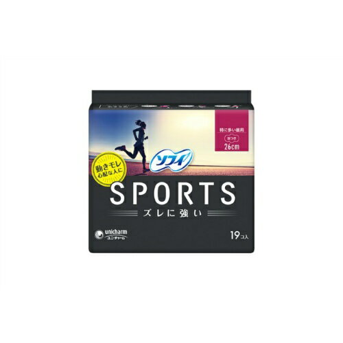 商品名：ソフィSPORTS260羽つき19枚内容量：19枚JANコード：4903111314171発売元、製造元、輸入元又は販売元：ユニ・チャーム株式会社原産国：日本商品番号：101-41679ブランド：FCその他ブランド最先端フィットテクノロジー搭載　ズレに強い最先端フィットテクノロジー搭載、ズレに強いナプキン。3Dフィット吸収体が多量に吸収するので、多い日の動きモレも安心。更に、フィット性の高い独自形状が動きや衝撃によるズレを防ぎ、ナプキンのフォームを保つので動きズレにも対応。日常シーンからスポーツシーンまで使えます。広告文責：アットライフ株式会社TEL 050-3196-1510 ※商品パッケージは変更の場合あり。メーカー欠品または完売の際、キャンセルをお願いすることがあります。ご了承ください。⇒当店の ソフィ SPORTS シリーズはこちら