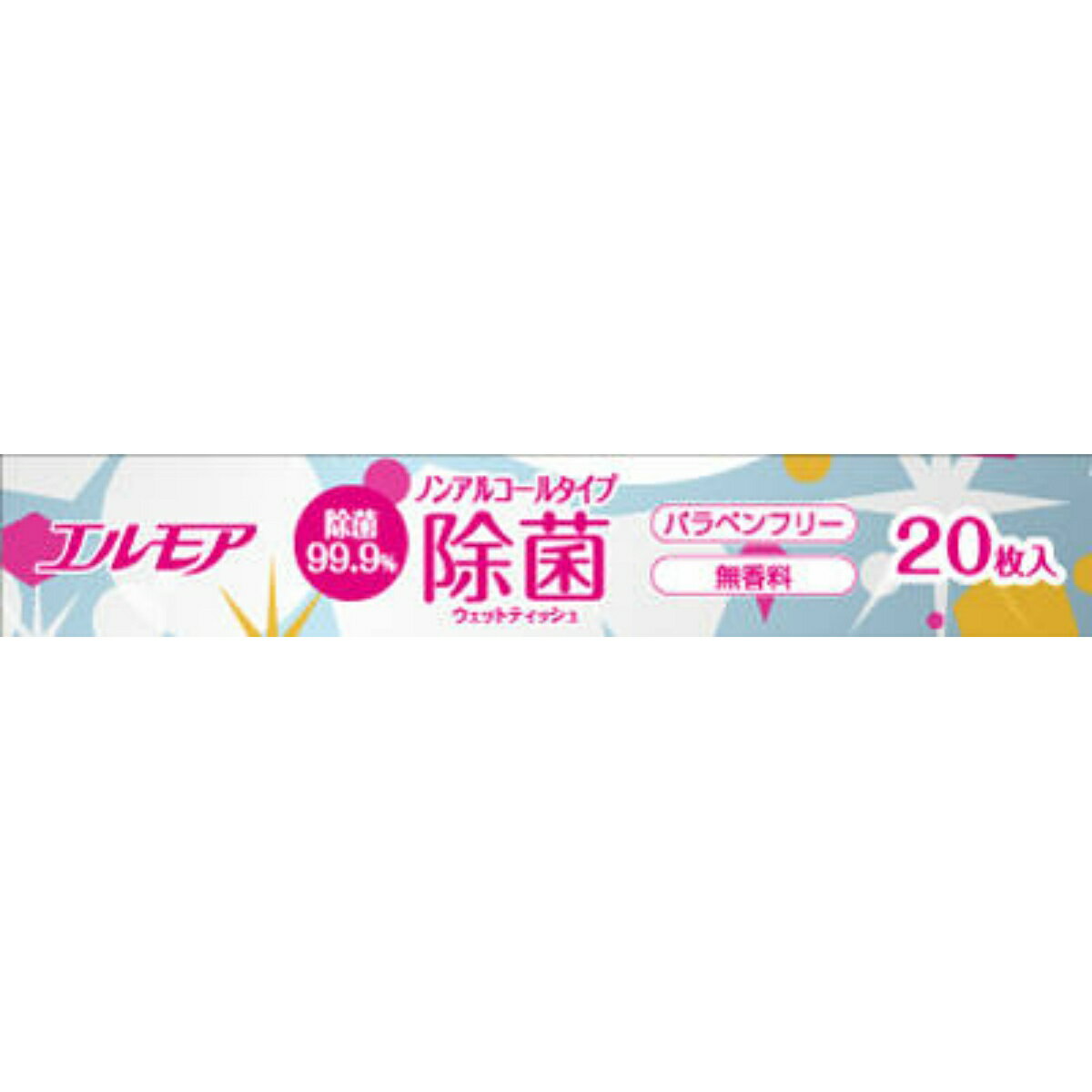 【配送おまかせ】カミ商事 エルモア 除菌99.9% ノンアルコールタイプ 20枚入 1個