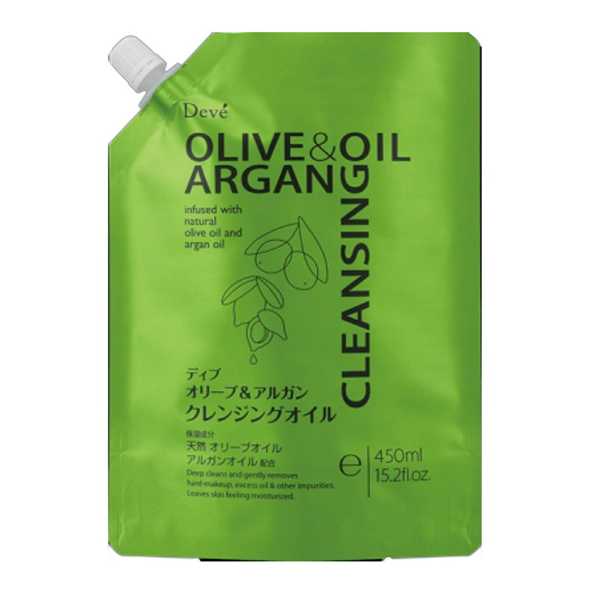 【送料込】熊野油脂 ディブ オリーブ & アルガン クレンジングオイル 詰替 450ml 1個